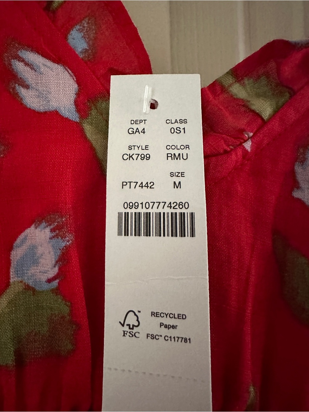 NWT J.Crew red floral Palermo Dress in Ramie (M) - Picture 5 of 7
